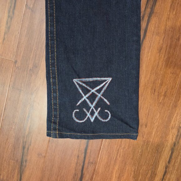 True Religion Billie Straight Y2K Jeans Painted Horseshoe Custom Art - Picture 7 of 13